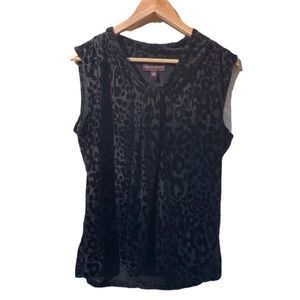 Dana Buchman Sheer Velvety Leopard Blouse